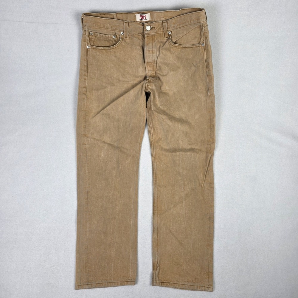 Vintage Y2k Levis 501 Jeans Mens 36x32 Fits 35x29 Tan Straight Leg Button Fly